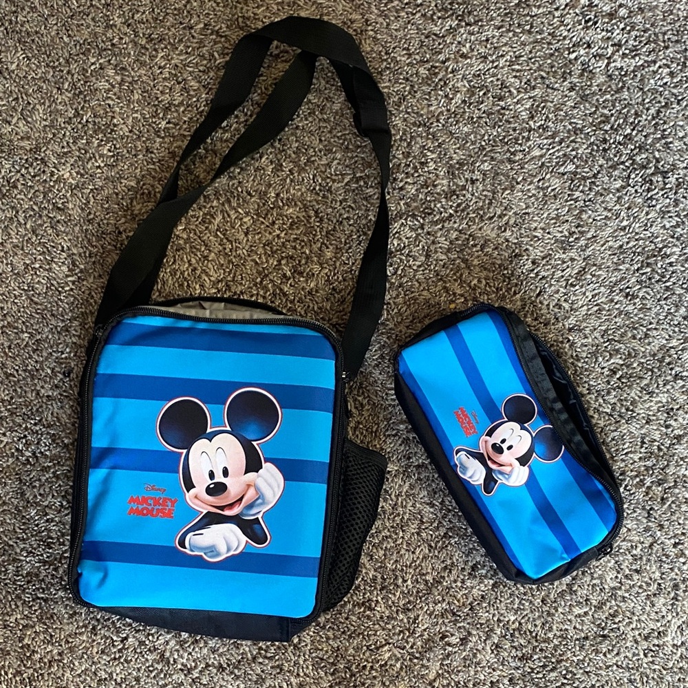 Disney Mickey Mouse Striped Blue Bag Set
